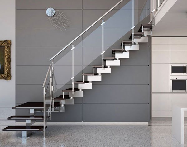 Cầu thang kính tay vịn inox